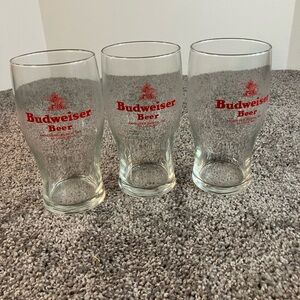Budweiser Beer Retro Pint Style Glasses (3) Anheuser Busch